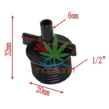 Ảnh của Khởi thủy Ren 1/2" 20-21 Ra trơn 6 mm KT60.21, Côn thu ống LDPE PE PVC 21-6 mm