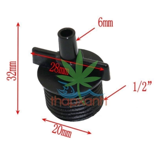 Ảnh của Khởi thủy Ren 1/2" 20-21 Ra trơn 6 mm KT60.21, Côn thu ống LDPE PE PVC 21-6 mm