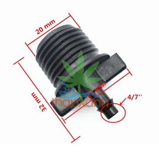 Gambar Khởi thủy ren 1/2" 20-21 ra gân 4/7 KT47.21, Côn thu 21 sang dây PE LDPE PVC 4/7 6 mm