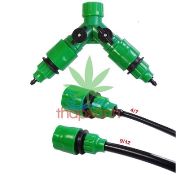 รูปภาพของ Đầu nối nhanh chia 2, Y chia 2 có van khóa, Kèm 2 đầu nối nhanh