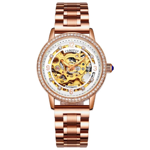 图片 Đồng hồ Nữ Carotif F-1008L, Đồng hồ khảm đá, Đồng hồ cơ sang trọng, Đồng hồ lộ máy