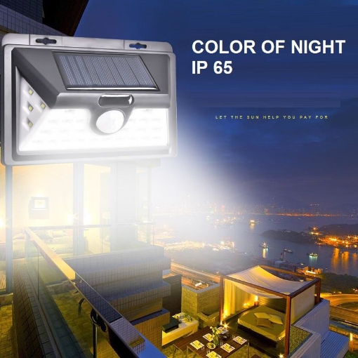 Ảnh của Đèn năng lượng mặt trời MIN-3.32, Ba mặt sáng tích hợp cảm biến bật tắt 32 LED