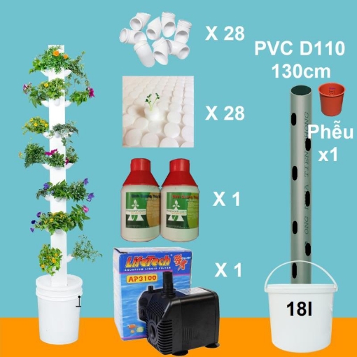 รูปภาพของ Thủy canh trụ đứng D110.28, Trụ khí canh, Tháp thủy canh, Tháp khí canh