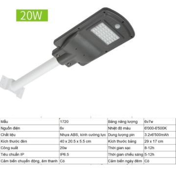 Ảnh của Đèn led năng lượng mặt trời MON-1720 20W, Đèn năng lượng mặt trời IP 65