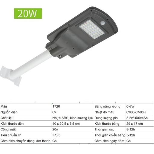 Picture of Đèn led năng lượng mặt trời MON-1720 20W, Đèn năng lượng mặt trời IP 65