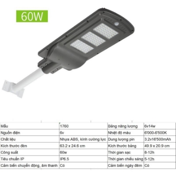 Ảnh của Đèn led năng lượng mặt trời MON-1760 60W, Đèn năng lượng mặt trời IP 65
