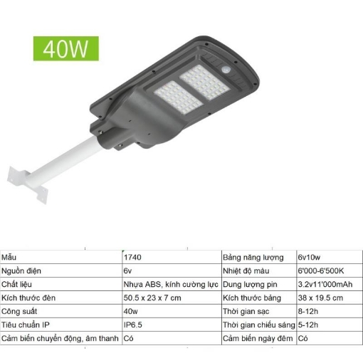 Ảnh của Đèn led năng lượng mặt trời MON-1740 40W, Đèn năng lượng mặt trời IP 65