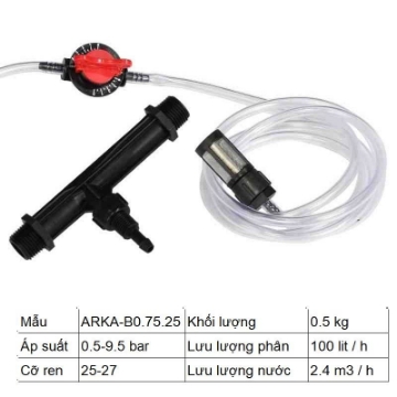 Ảnh của Bộ châm phân Venturi G3/4 Ren 27 (3/4 inch), Thiết bị châm bón phân tự động