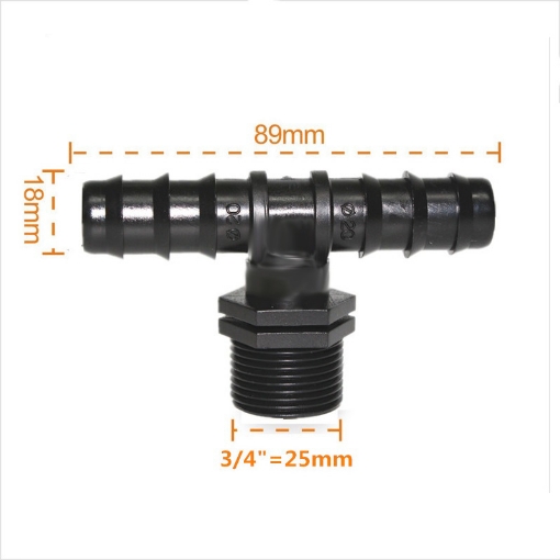 图片 Khởi thủy Tê T chia 3 KTT-34.20, Đầu vào ren 3/4" 25-27 mm Ra 2 đầu 20 mm