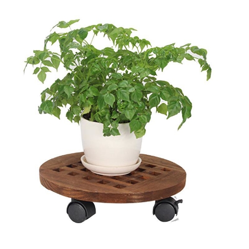 Picture of Giá để chậu hoa bằng gỗ TDG-30 cm, Kệ để chậu cây cảnh 4 bánh, Đế chậu cây có bánh xe lăn