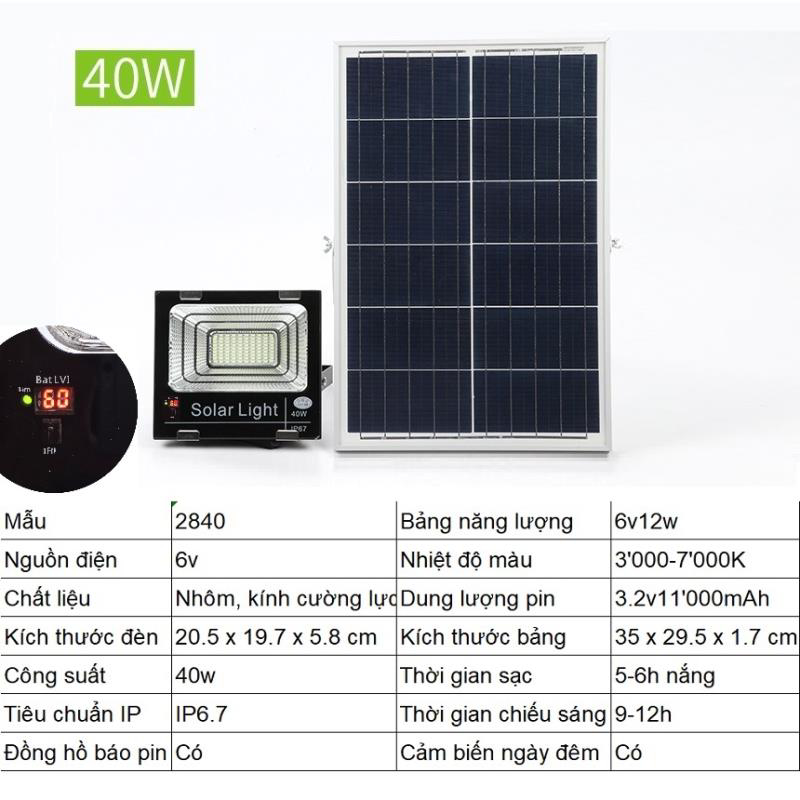 40W + Điều khiển + Pin năng lượng mặt trời + Pin li-ion [+249.000đ]