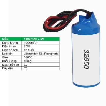 Ảnh của Pin lithium ion 32650 4000mAh 3.2V Sắt Phosphate  32650, Mạch bảo vệ, Dây
