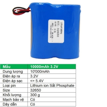 Ảnh của Pin lithium ion 32650 10000mAh 3.2V Sắt Phosphate  32650, Mạch bảo vệ, Dây