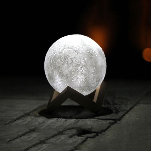 图片 Đèn ngủ mặt trăng ML3D-0803, Đèn mặt trăng 3 màu 8cm,  Đèn trang trí Moon Light 3D
