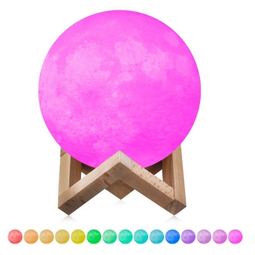 Ảnh của Đèn ngủ mặt trăng ML3D-0816, Đèn mặt trăng 16 màu 8cm Điều khiển từ xa,  Đèn trang trí Moon Light 3D