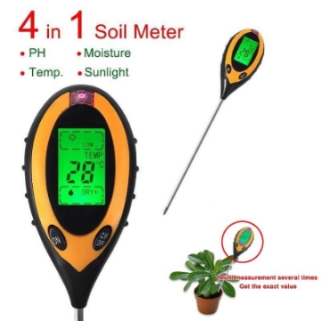 Ảnh của Máy đo PH điện tử, Dụng cụ đo độ PH đất 4 trong 1, Que thử PH, Độ ẩm, Ánh sáng, Nhiệt độ