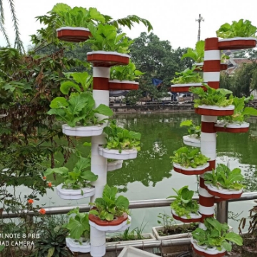 Ảnh của Thủy canh trụ đứng D50.TH 10 tầng 80 rọ, Trụ khí canh, Bộ tháp thủy canh, khí canh Tổ Ong