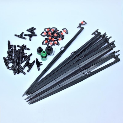 รูปภาพของ Bộ Kit 16 Que cắm tưới xoay đầy đủ dây, phụ kiện, TX-DIY-01, Kit tưới tự lắp DIY Béc Tưới xoay 306 độ