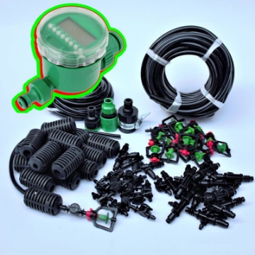 Ảnh của Bộ Kit 16 Dây tưới treo xoay 360° + Van nước hẹn giờ FUJIN TX-DIY-085, Béc tưới lan, rau hoa tự lắp DIY