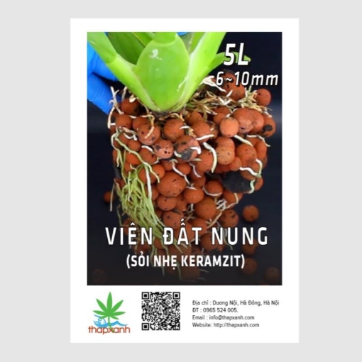 Gambar Hạt đất nung, Sỏi nhẹ, Đất sét nung (Bịch 5 lit - dm3), Sỏi nhẹ trồng lan, Giá thể trồng cây