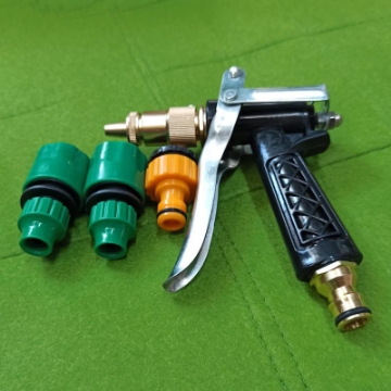 图片 Bộ phụ kiện tưới cây, Rửa xe 4 món V8N-4084, Bộ vòi tưới cây súng đồng 5 trong 1, Dùng dây 8-11 mm