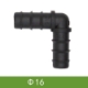 Ảnh của Góc 90° cho ống Φ16 mm GOC16, Cút góc ống PE, LDPE, HDPE, PVC D16, Cua góc 90 độ