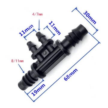 Gambar Tê chia cho ống Φ811 912 mm ra 2 đầu 4/7 TE812.2.47A, T chia 4 cho ống PE, LDPE, HDPE, PVC 8/11 9/12 ra 4/7