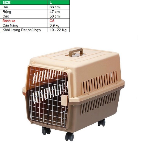 Ảnh của Lồng vận chuyển Pet có Bánh xe (Size L) LHK-L, Lồng hàng không cho Chó,  Mèo, Thú cưng 10-22 kg