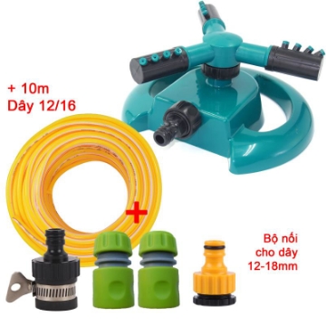 รูปภาพของ Đầu tưới 3 cánh xoay 360° T3C-MT.617 Kèm bộ nối nhanh, Dây 16, Vòi phun xoay Chân đế hình mặt trăng