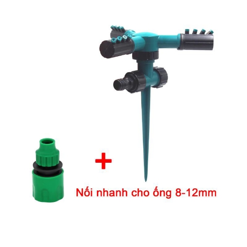 รูปภาพของ Đầu tưới 3 cánh xoay 360° T3C-CC.220 Kèm nối nhanh 812, Vòi tưới phun mưa 360 độ Có chân cắm