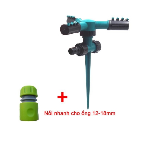 รูปภาพของ Đầu tưới 3 cánh xoay 360° T3C-CC.221 Kèm nối nhanh 16, Vòi tưới phun mưa 360 độ Có chân cắm