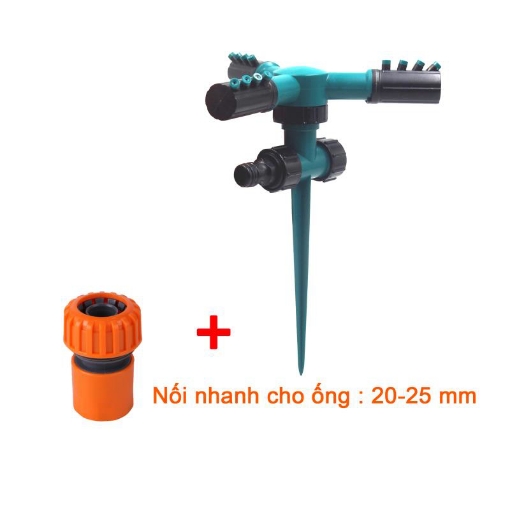 图片 Đầu tưới 3 cánh xoay 360° T3C-CC.222 Kèm nối nhanh 20, Vòi tưới phun mưa 360 độ Có chân cắm