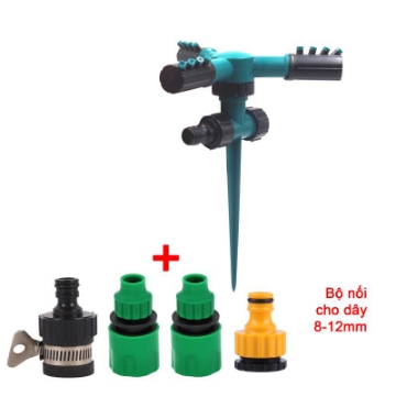 รูปภาพของ Đầu tưới 3 cánh xoay 360° T3C-CC.523 Kèm bộ nối nhanh 812, Vòi tưới phun mưa 360 độ Có chân cắm