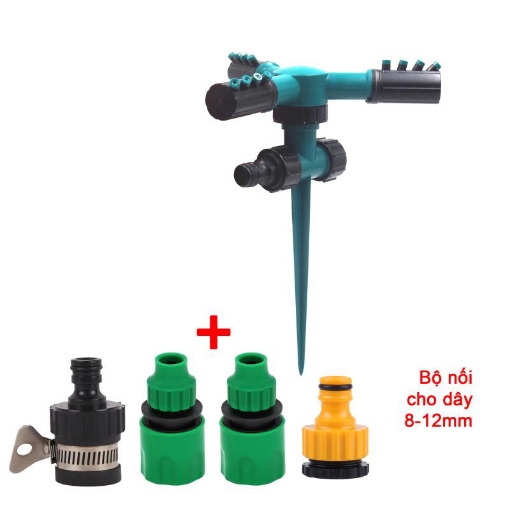 Ảnh của Đầu tưới 3 cánh xoay 360° T3C-CC.523 Kèm bộ nối nhanh 812, Vòi tưới phun mưa 360 độ Có chân cắm