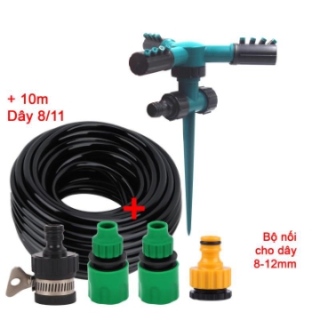 รูปภาพของ Đầu tưới 3 cánh xoay 360° T3C-CC.626 Kèm bộ nối nhanh, Dây 811, Vòi tưới phun mưa 360 độ Có chân cắm