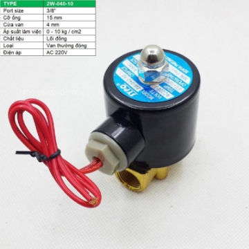 Ảnh của Van điện từ 2W-040-10 3/8", Φ16 mm, Van điện từ lõi đồng AC 220V, Solenoid valve