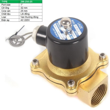 Ảnh của Van điện từ 2W-250-25 1", Φ34 mm, Van điện từ lõi đồng AC 220V, Solenoid valve