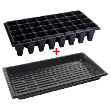 Ảnh của Vỉ nhựa ươm hạt giống kèm Khay chứa nước ươm cây 55*30*5.5 cm, Kit khay nhựa