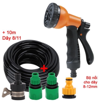 Ảnh của Bộ vòi xịt nước tưới cây, rửa xe 8 chế độ VOI-N8T1.618,  Bộ 5 món Vòi 8 trong 1  + Dây 8/12 mm