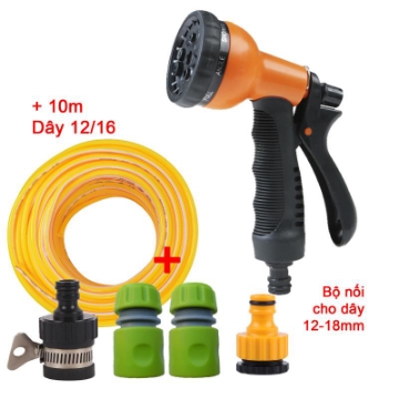 Ảnh của Bộ vòi xịt nước Tưới cây, Rửa xe 8 chế độ VOI-N8T1.618,  Bộ 5 món Vòi 8 trong 1  + Dây 12/16 mm