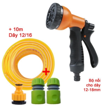 Ảnh của Bộ vòi xịt nước Tưới cây, Rửa xe 8 chế độ VOI-N8T1.524,  Bộ 4 món Vòi 8 trong 1  + Dây 12/16 mm