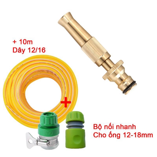 Ảnh của Bộ Vòi tưới cây, Rửa xe VOI-6.440, Vòi tưới Đồng Nối nhanh 3 món + Dây 12/16 mm