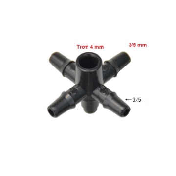 Ảnh của Tê chia 5 CHIA4.35, 1 đầu trơn 4 mm, 4 đầu gân 3/5, Bộ chia 4 cho dây PVC PE 3/5 mm