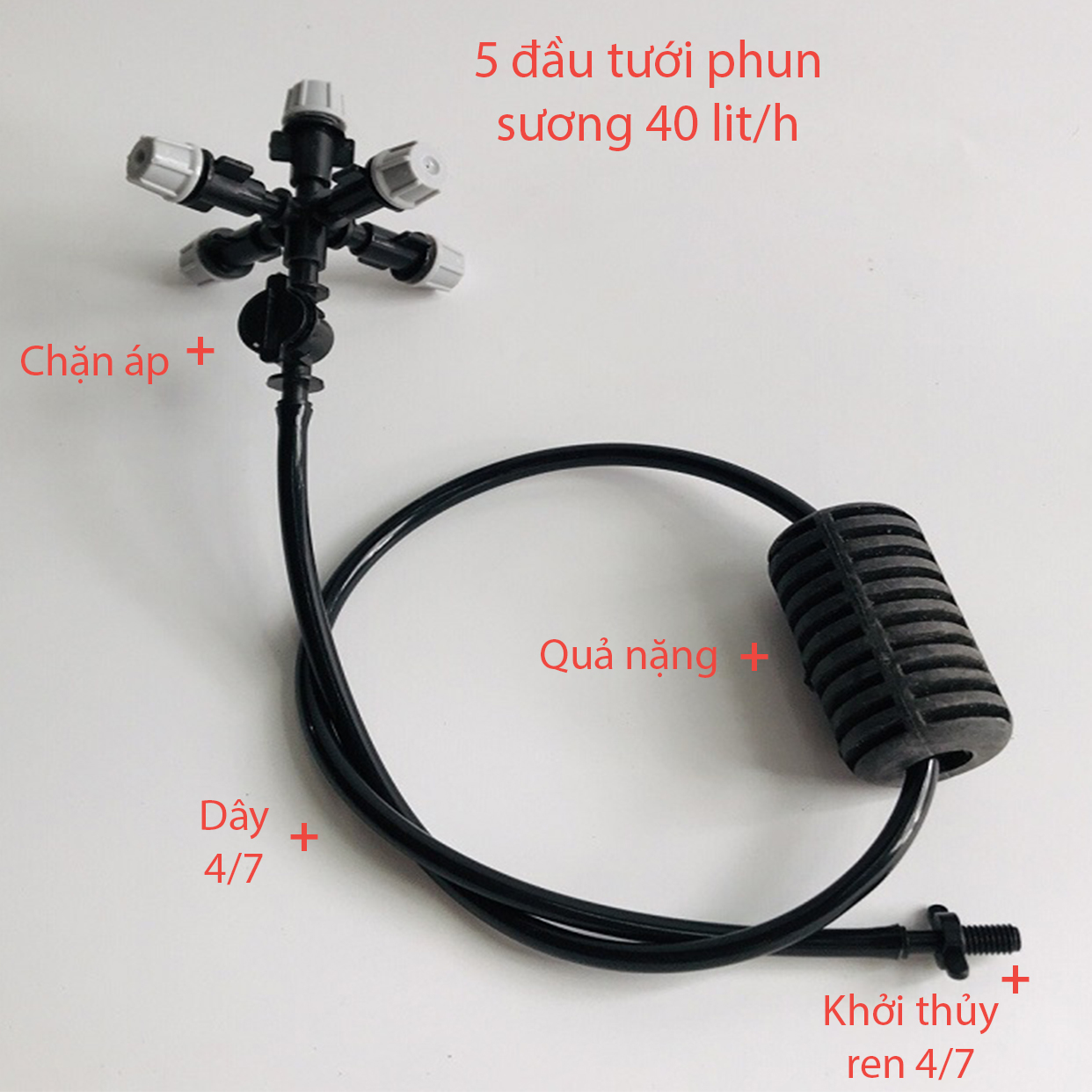 Tưới treo 5 Đầu tưới phun sương 40L/h, ren 4/7 [+14.000đ]