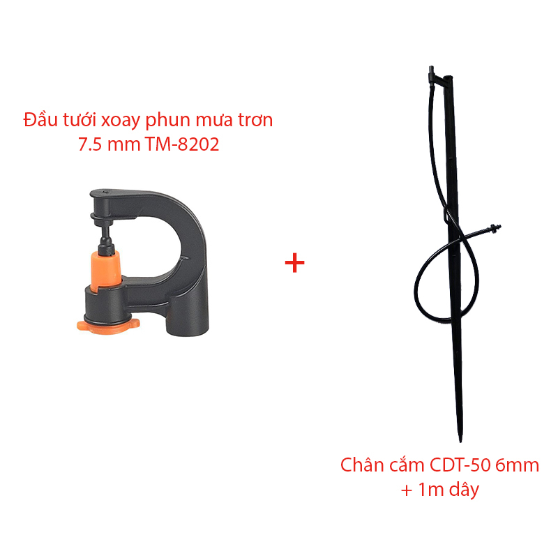 Béc tưới xòe 360° Kèm Chân cắm CDT-50 6mm + 1m dây [+5.800đ]