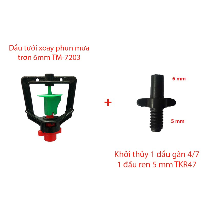 Béc tưới xòe 360° kèm Khởi thủy 1 ren 1 trơn 6 [+300đ]