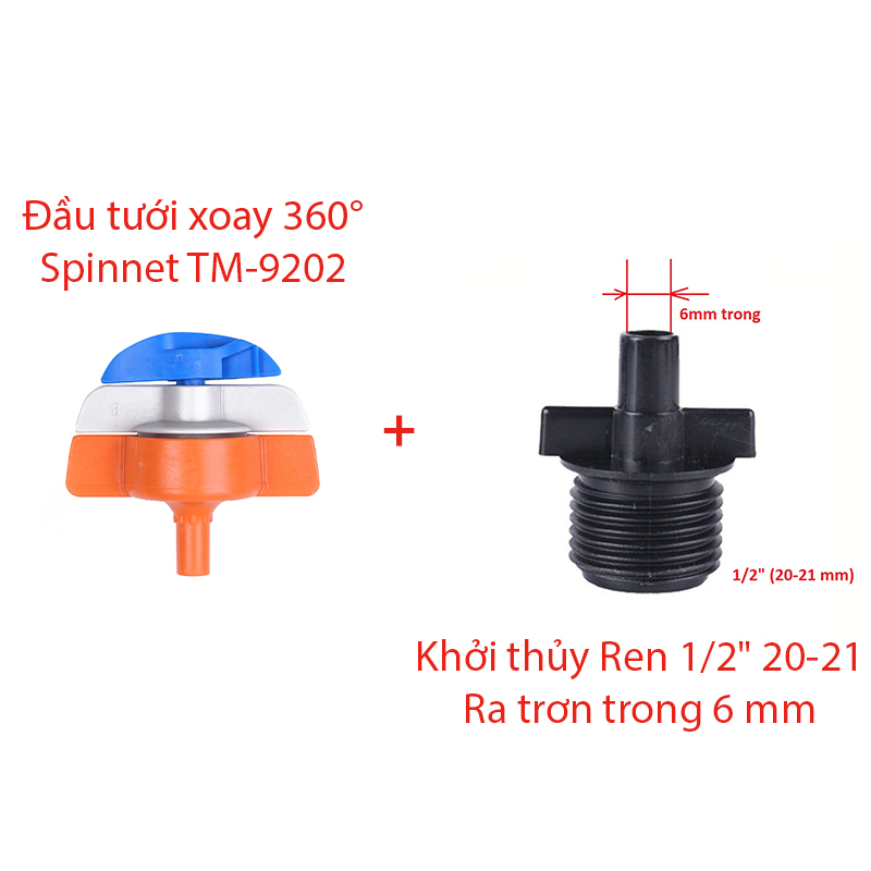 Béc tưới xòe 360° Kèm Ren 21-6mm trong [+1.500đ]