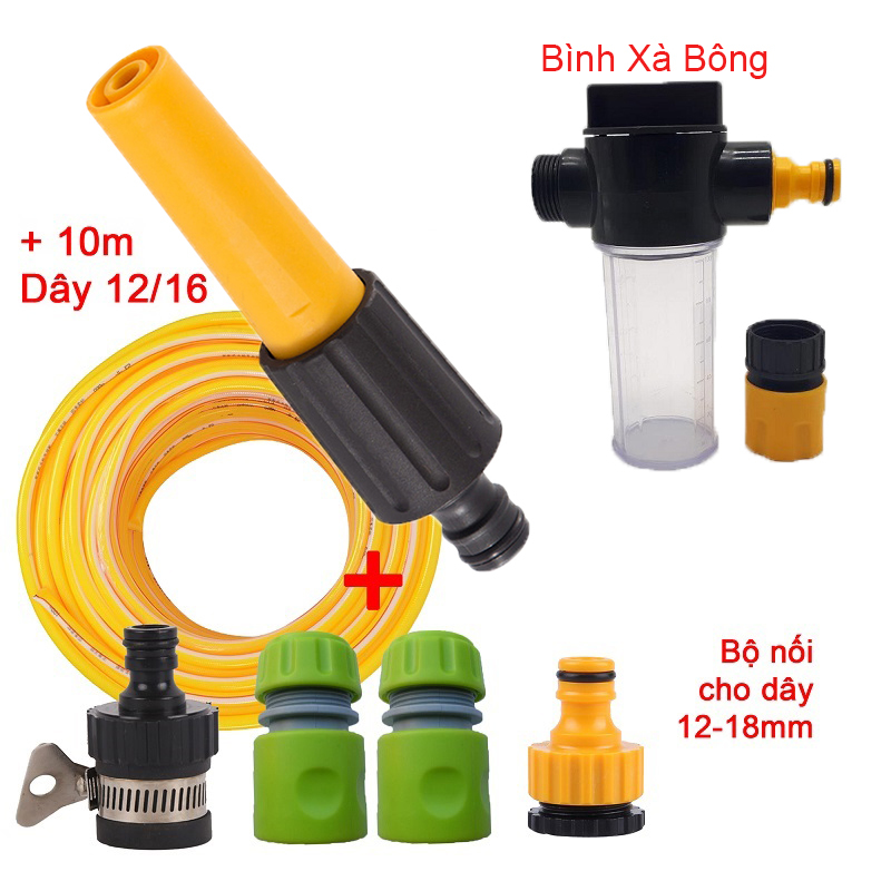 Bộ 6 món 12/18, Bình xà bông (Vòi N-16) + 10m dây 12/18 [+101.000đ ]