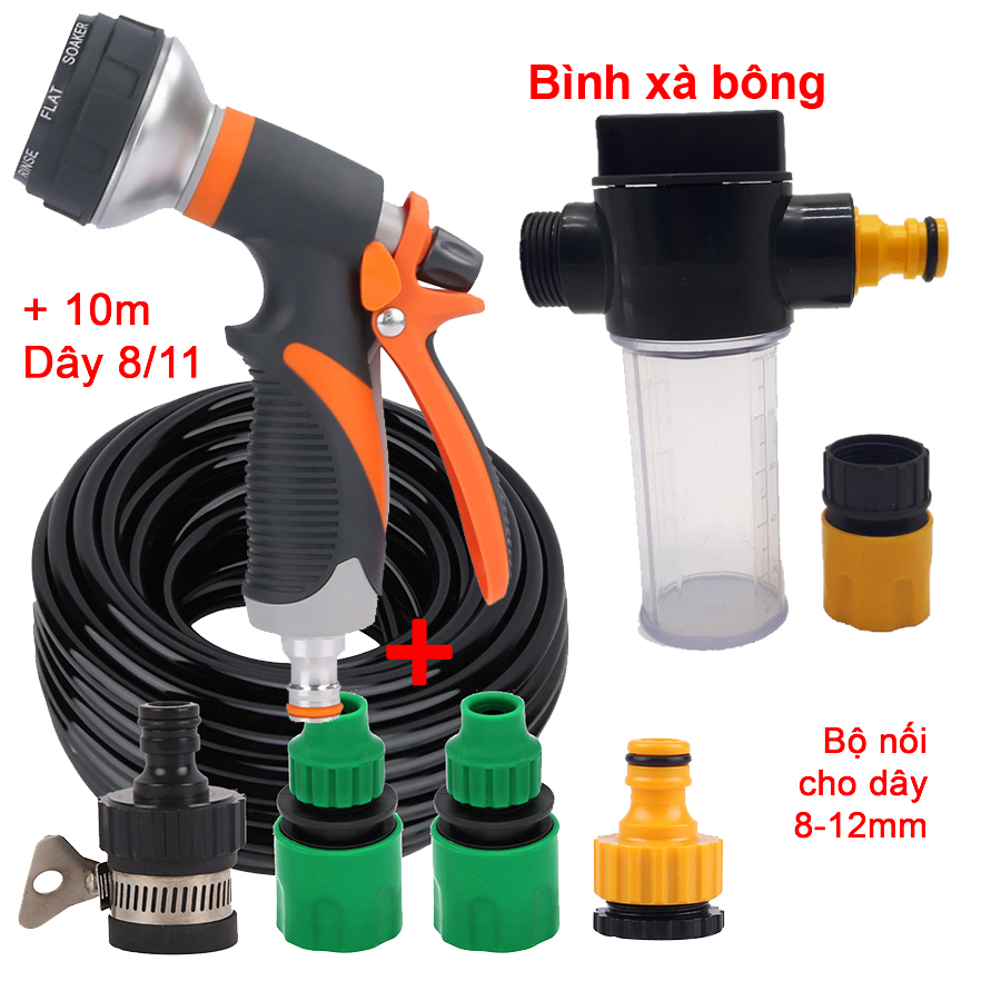 Bộ 6 món 8/12, Bình xà bông (Vòi EC8) + 10m dây 8/12 [+49,000đ]