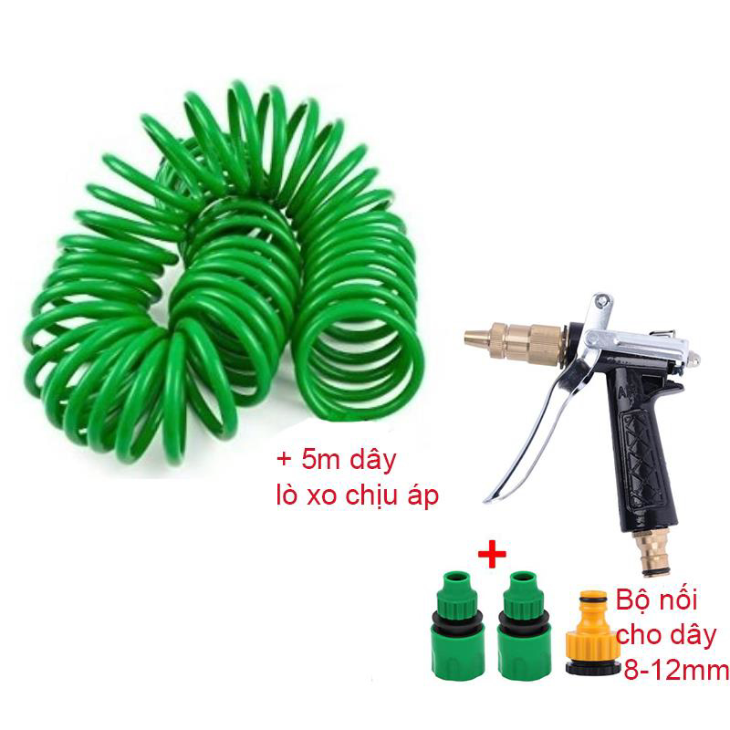 Bộ 4 món vòi đồng 5T1 + 5m dây Lò xo [+41,000đ]
